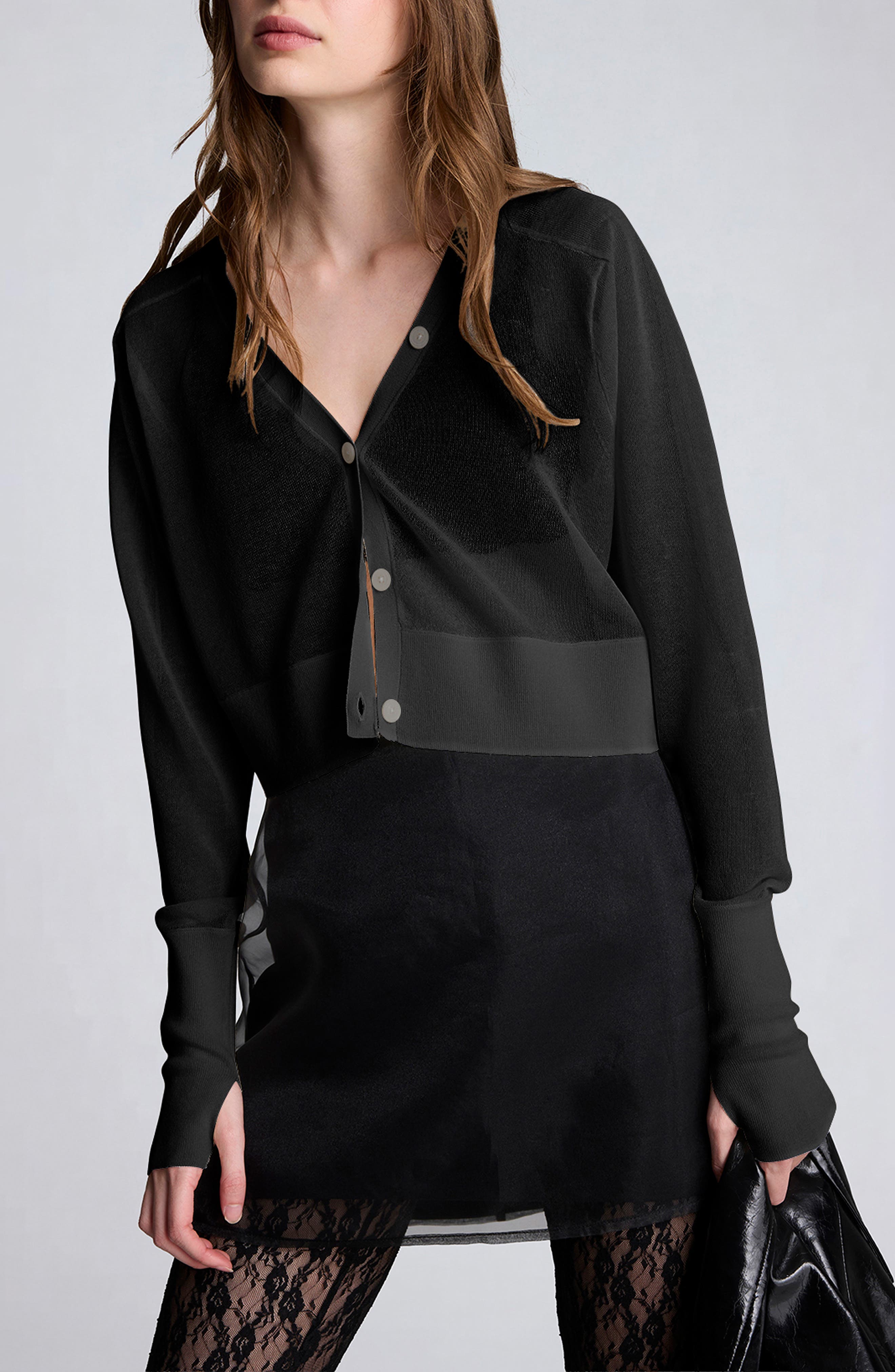 Crop Sheer Saddle Shoulder Cardigan (Women) | Nordstrom
