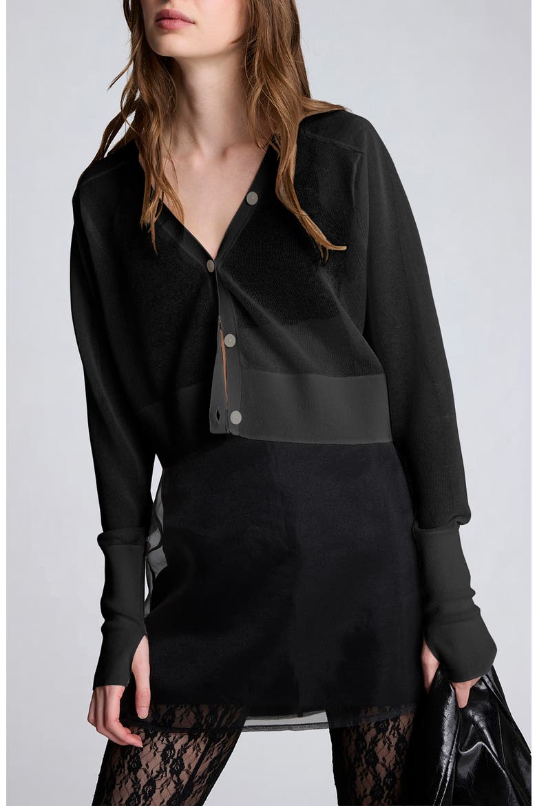 Crop Sheer Saddle Shoulder Cardigan (Women) | Nordstrom