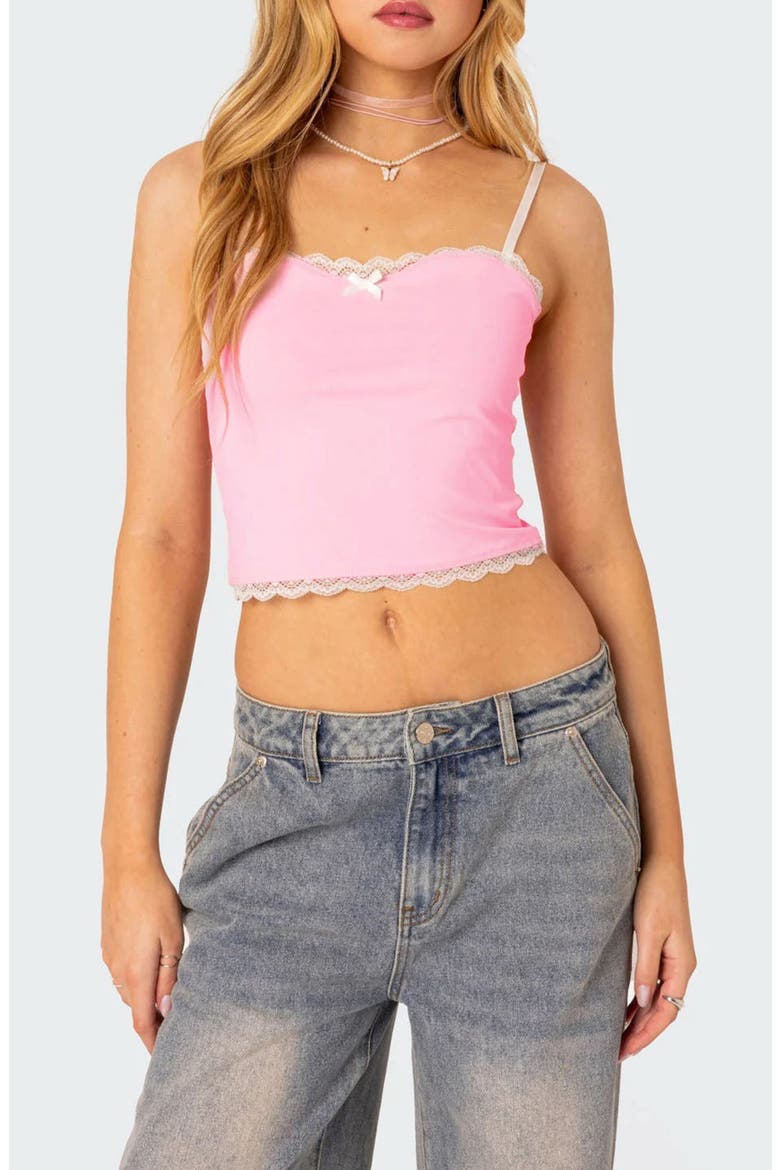 Alara Lace Trim Crop Camisole, Main, color, PINK