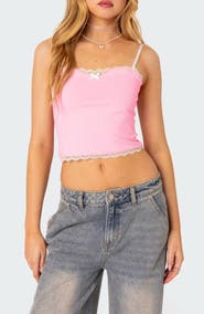 EDIKTED Alara Lace Trim Crop Camisole