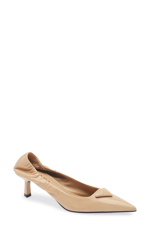 Ruched Logo Kitten Heel Pump (Women)