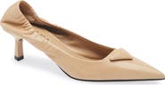 Prada Ruched Logo Kitten Heel Pump