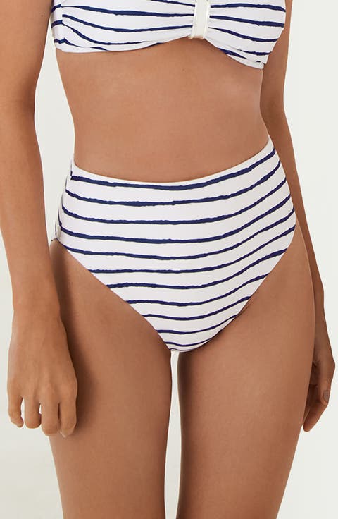 Symphonie Bela Stripe High Waist Bikini Bottoms