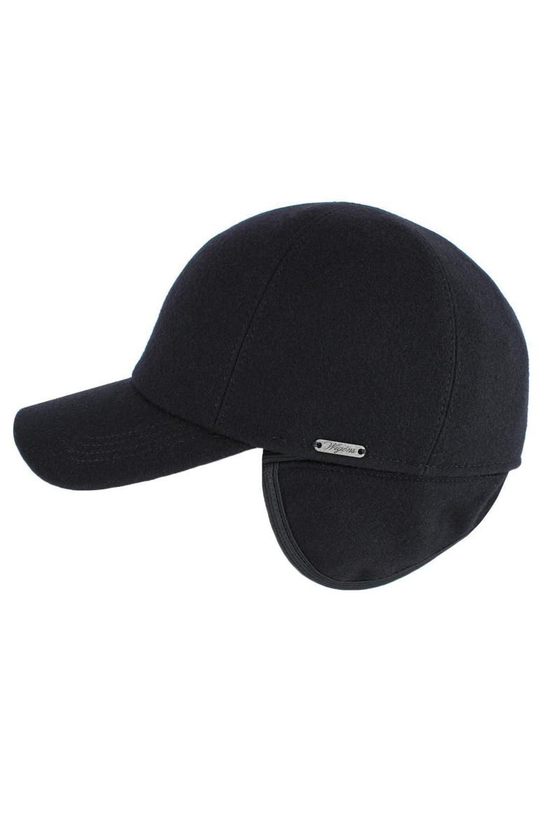 Wigens Men's Classic Wool Baseball Earflap Cap, Alternate, color, Black