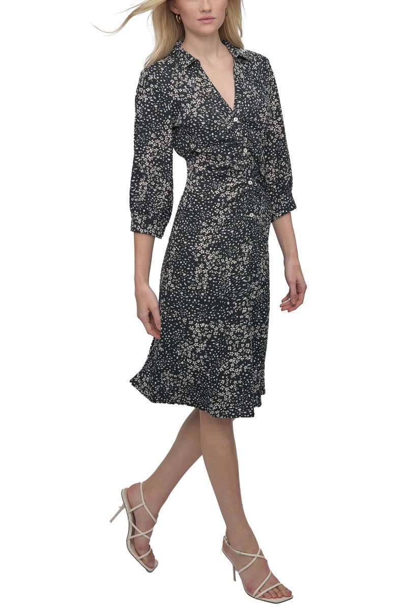 DKNY Button Front Shirtdress, Alternate, color, Black