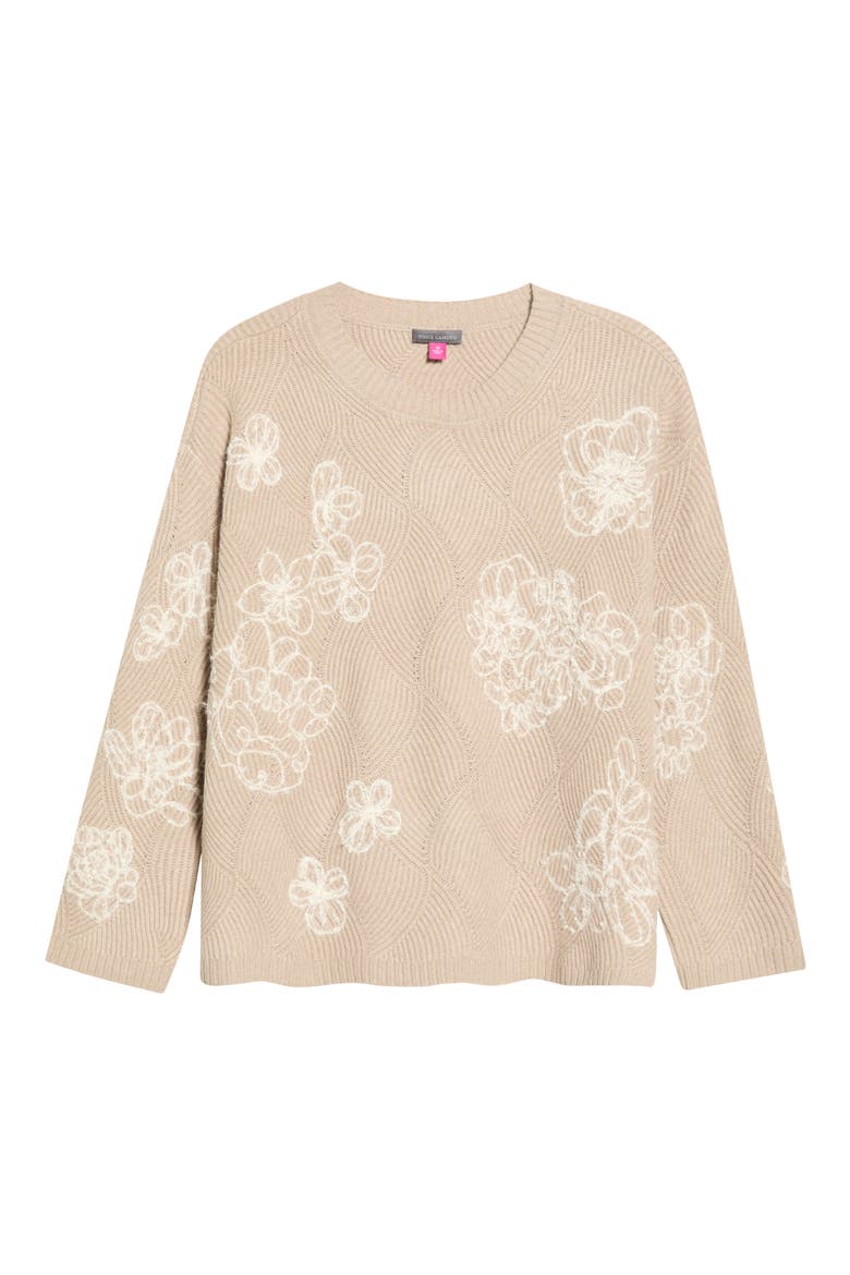 Embroidered Crewneck Sweater, Main, color, DUSTY WALNUT