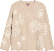 Vince Camuto Embroidered Crewneck Sweater
