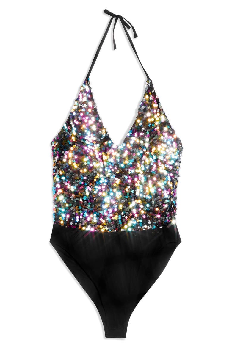 Rainbow Sequin Bodysuit, Alternate, color, BLACK MULTI