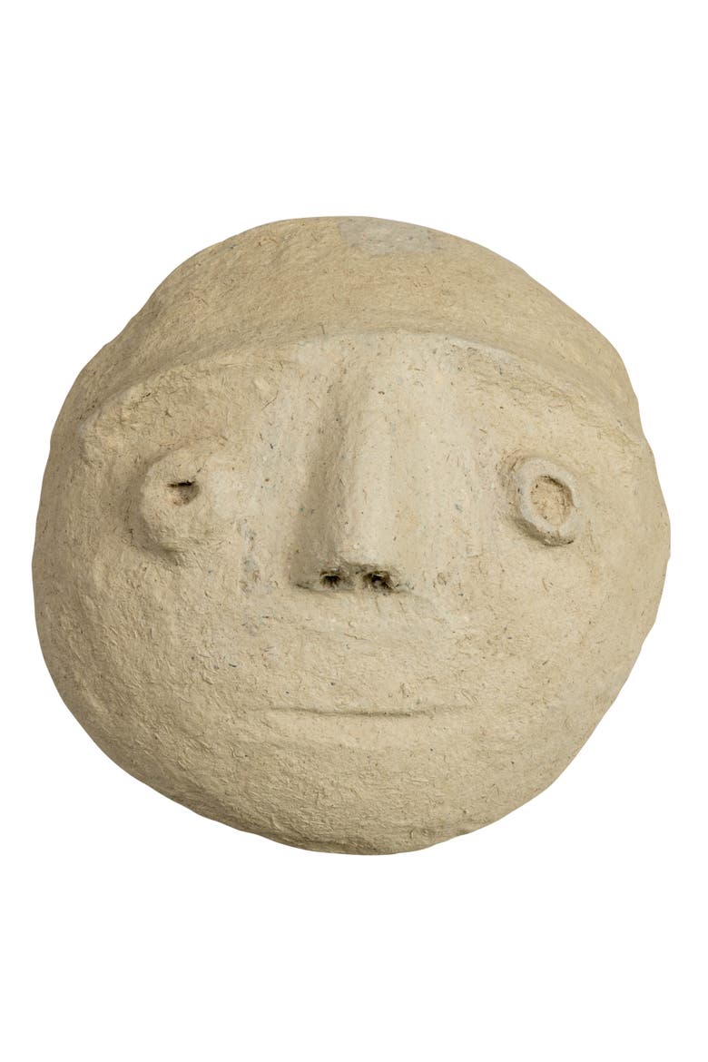 Paper Mache Moon with Face Wall Decor, Ivory, Alternate, color, Ivory