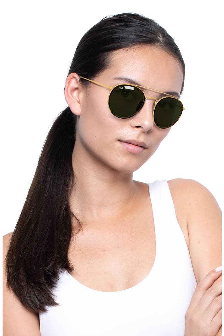 51mm Aviator Sunglasses, Alternate, color, GOLD/ GREEN