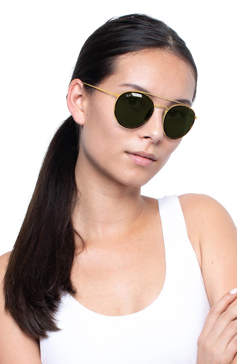 Ray-Ban 51mm Aviator Sunglasses, Alternate, color, Gold/ Green