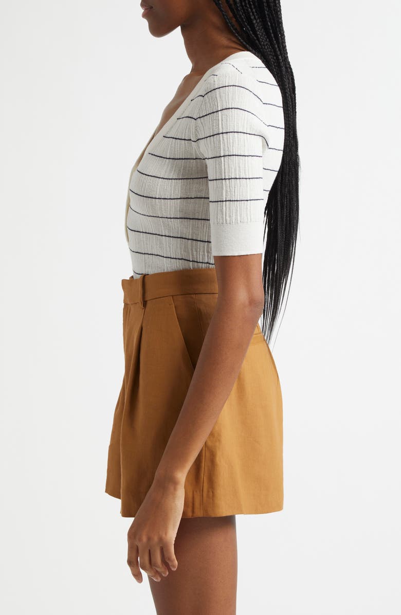 A.L.C. Francis Stripe Rib Cotton Blend Top, Alternate, color, Bright White