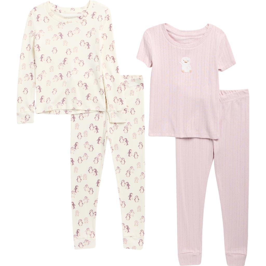 Penelope Mack Kids' Assorted Floral 2-pack Fitted Organic Cotton Two-piece Pajamas In Pink