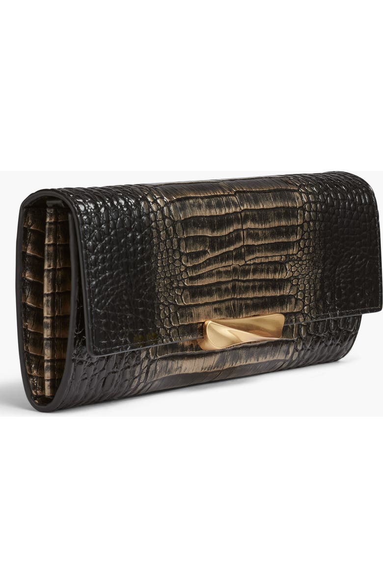 Donna Karan New York Amagansett Metallic Croco Wallet, Alternate, color, Black/Gold