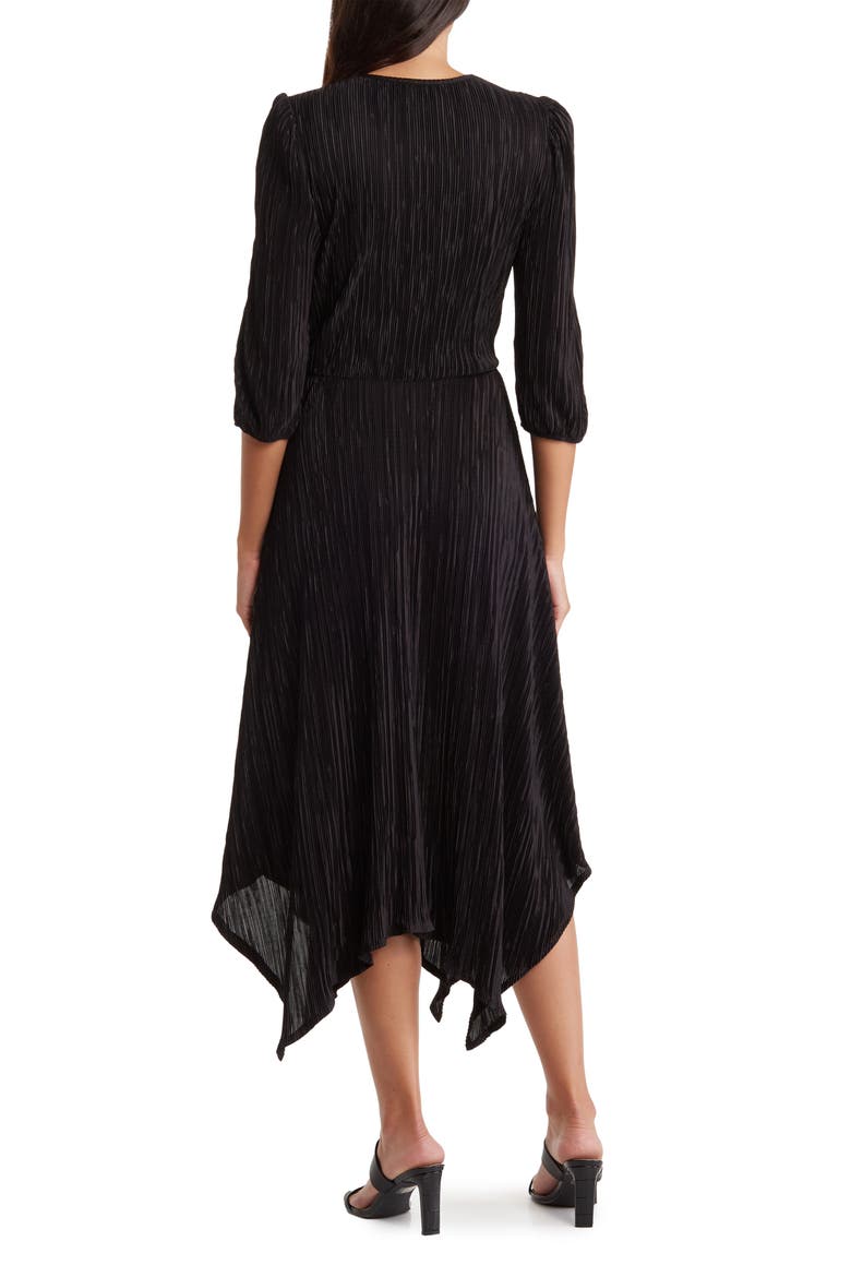 Plissé Handkerchief Dress, Alternate, color, BLACK