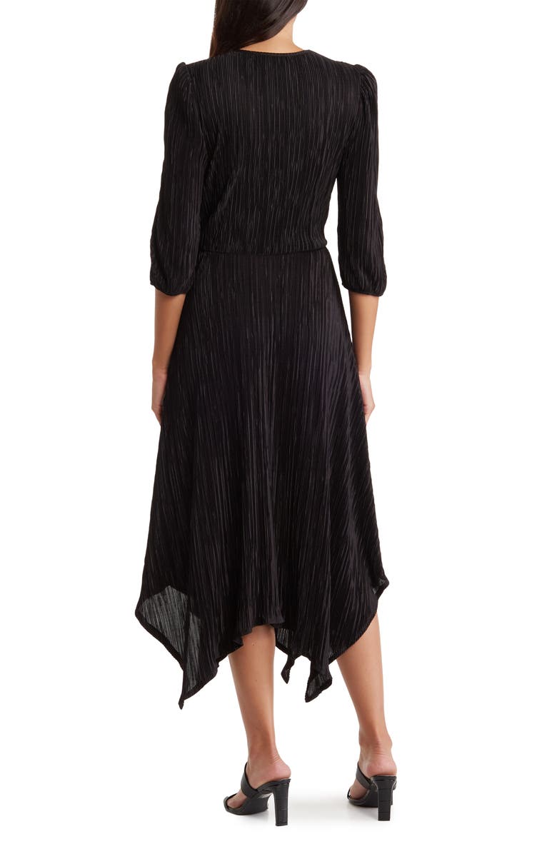 Renee C Plissé Handkerchief Dress, Alternate, color, Black