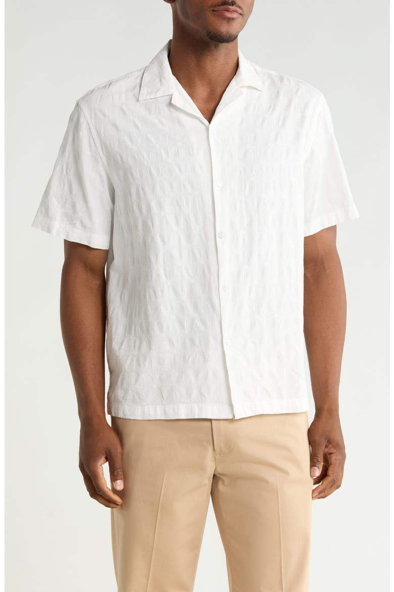 Embroidered Camp Shirt, Main, color, WHITE