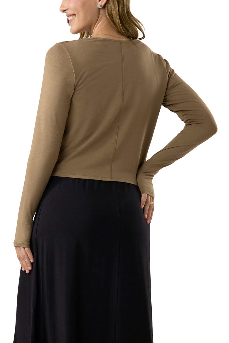 Long Sleeve Crossover Sun Wrap, Alternate, color, Mocha
