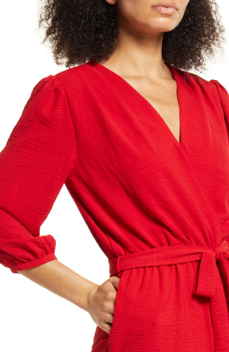 Fraiche by J Tulip Hem Romper, Alternate, color, Tomato