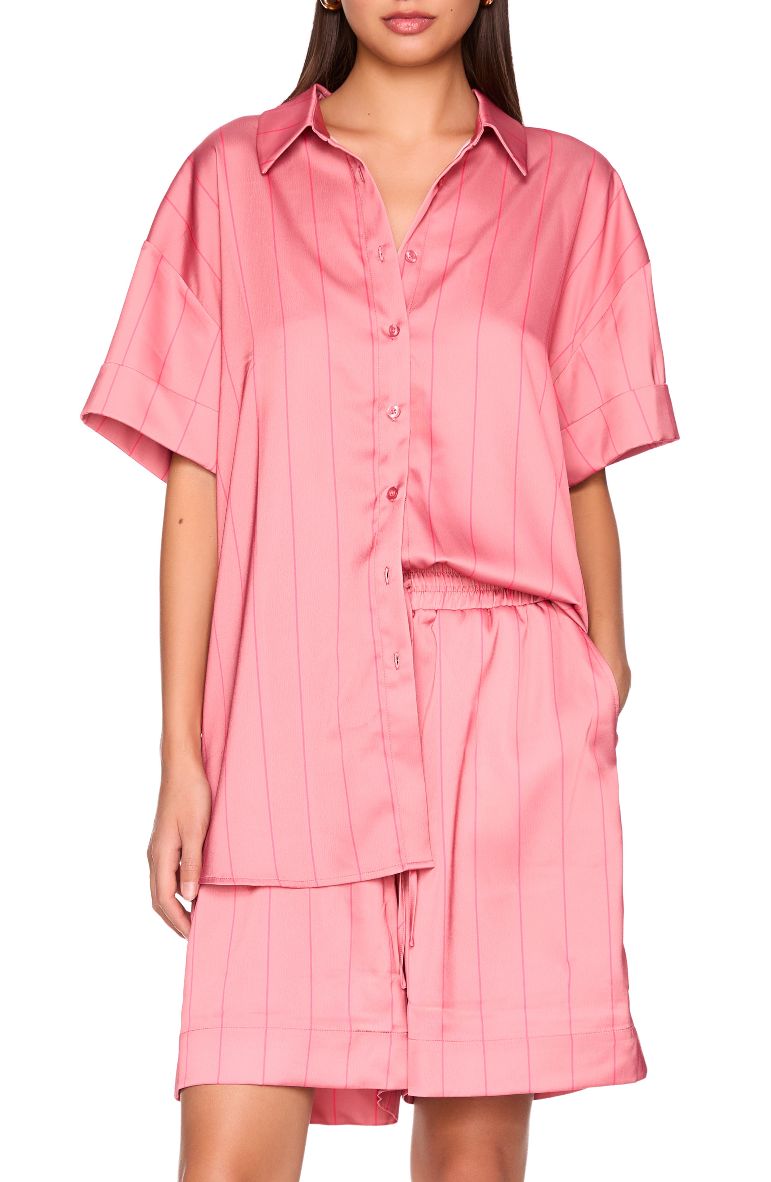 Oversize Stripe Button-Up Shirt - image 3