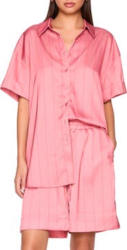 Susana Monaco Oversize Stripe Button-Up Shirt