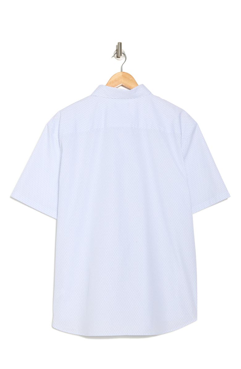 Theory Irving Short Sleeve Cotton Knit Button-Up Shirt, Alternate, color, White / Olympic