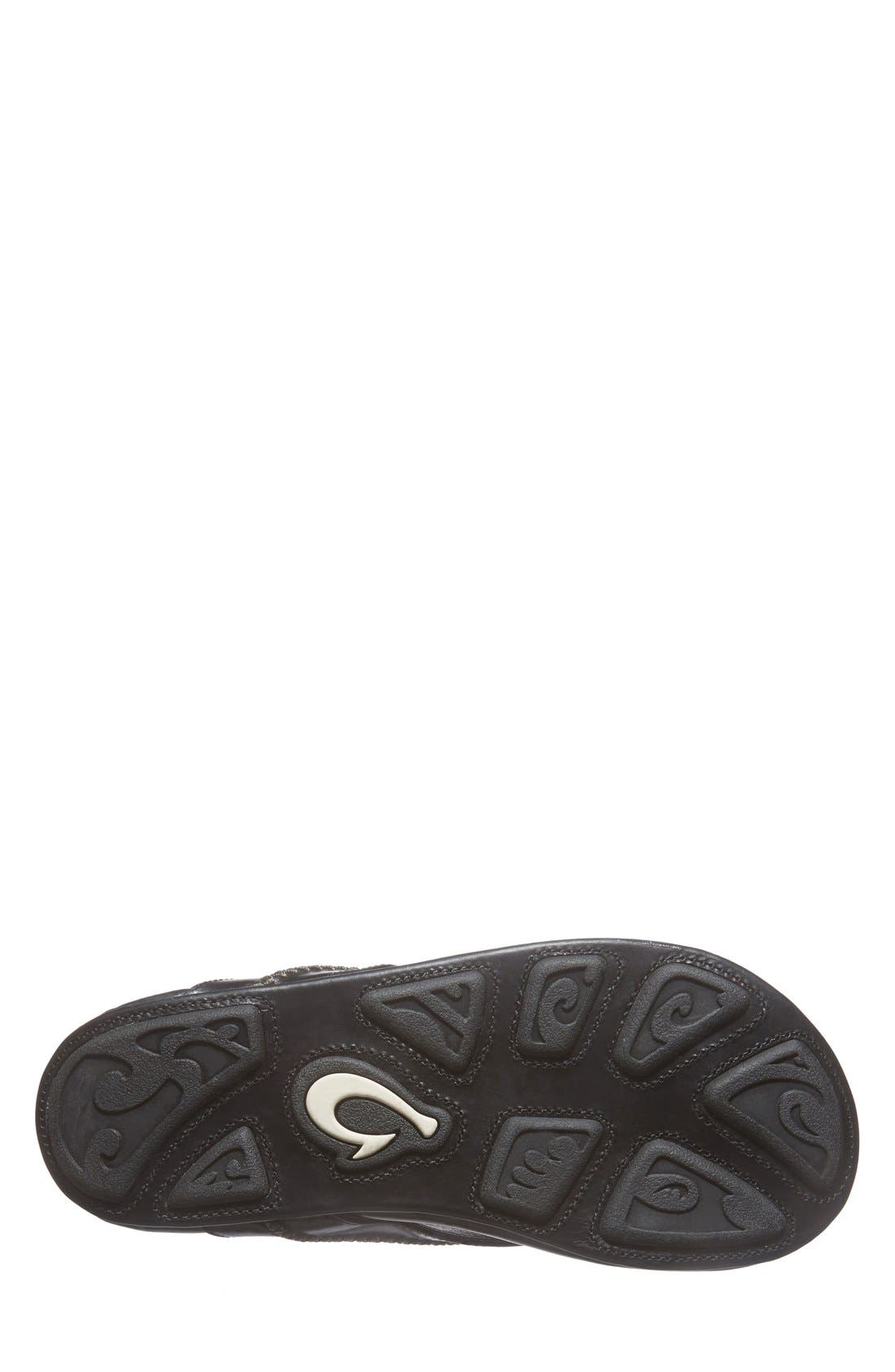 OluKai Mea Ola Flip Flop, Alternate, color, Black/ Black Leather