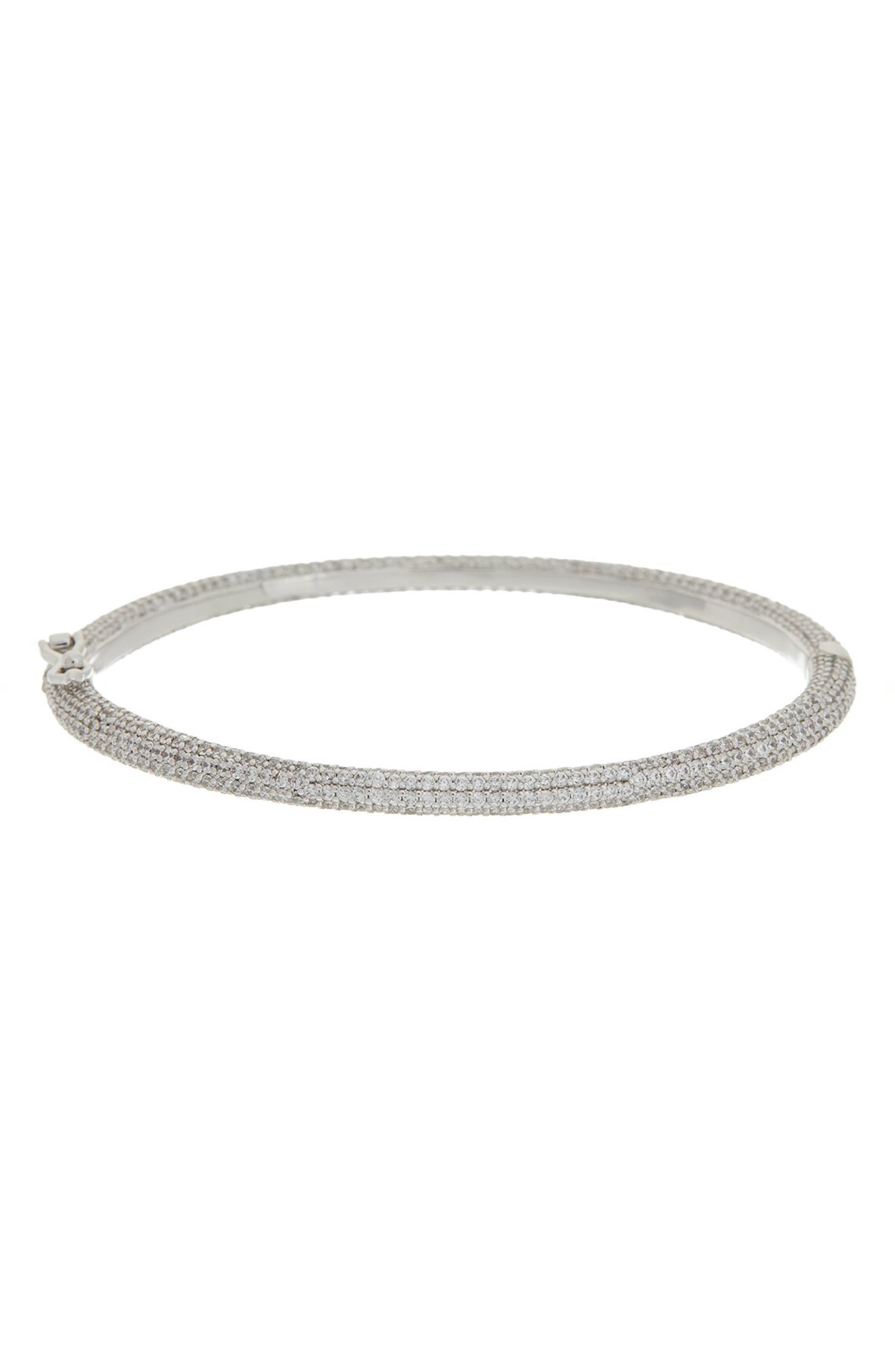 Pavé Cubic Zirconia Hinged Bangle