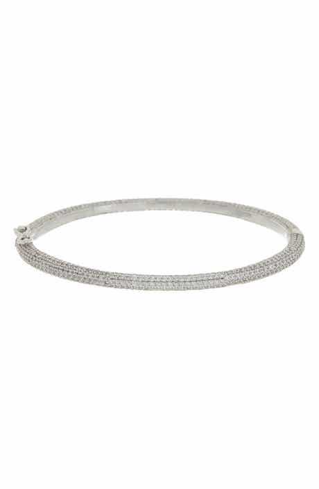 Pavé Cubic Zirconia Hinged Bangle