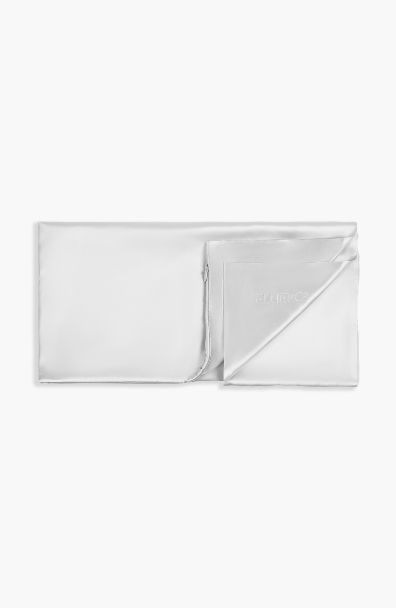 FluffCo | Hotel Comfort Silk Pillowcase, Main, color, Silver