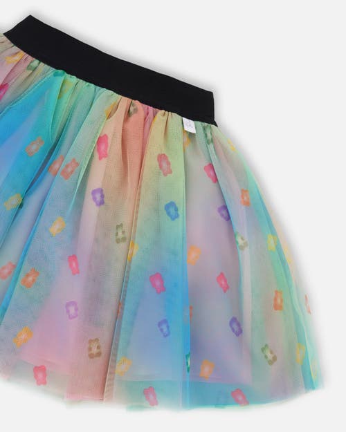 Deux Par Deux Girl's Printed Mesh Skirt Multicolored Gummies In Multicolored Gummies