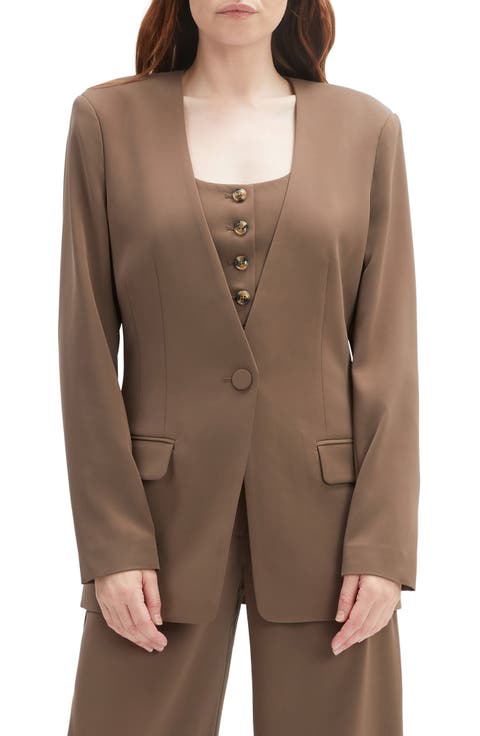 Ellera Fitted One-Button Blazer