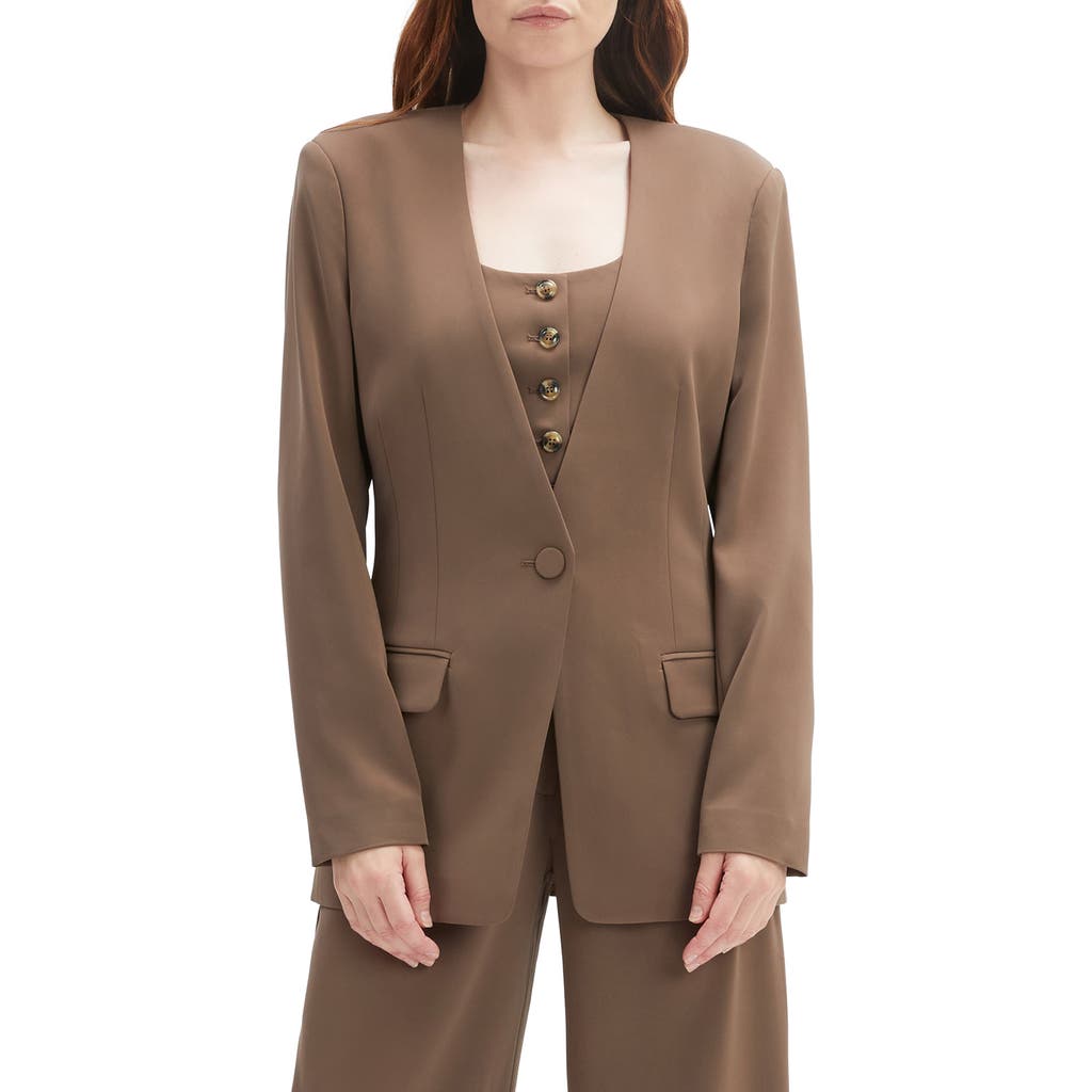 Bardot Ellera Fitted One-button Blazer In Brown