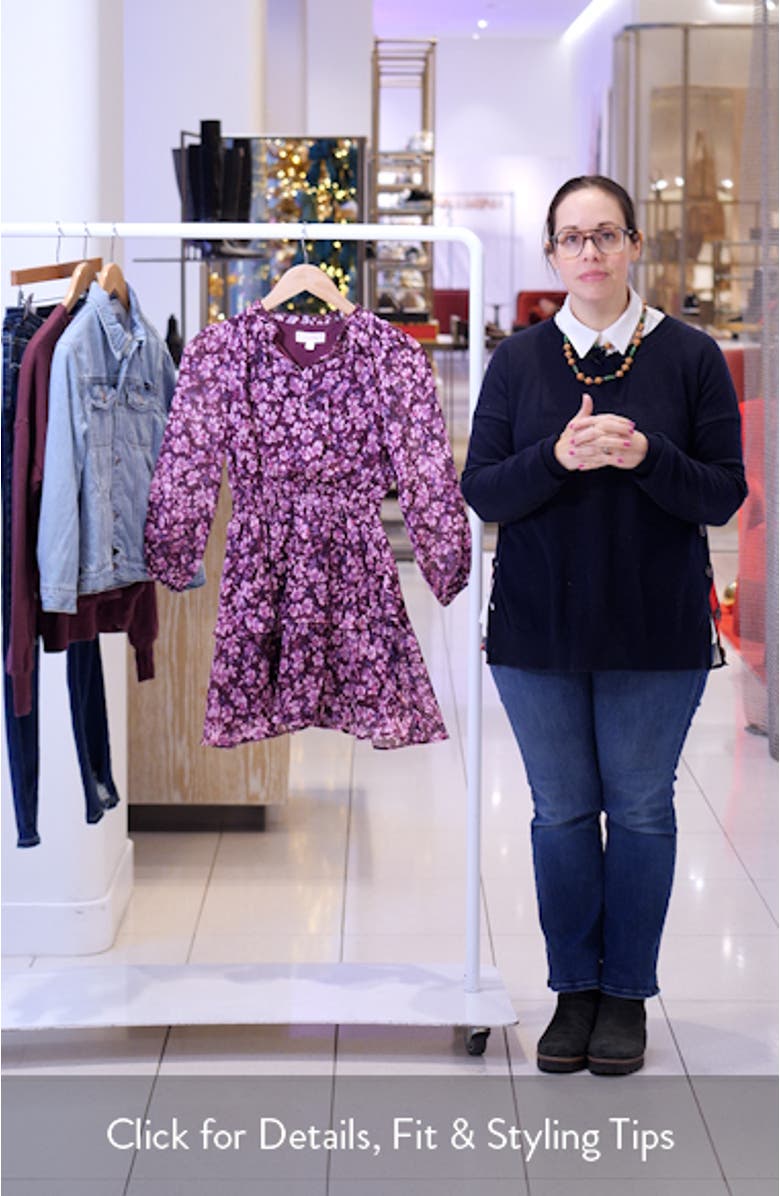 Kids
Floral Long Sleeve Plissé Tiered Dress, sales video thumbnail