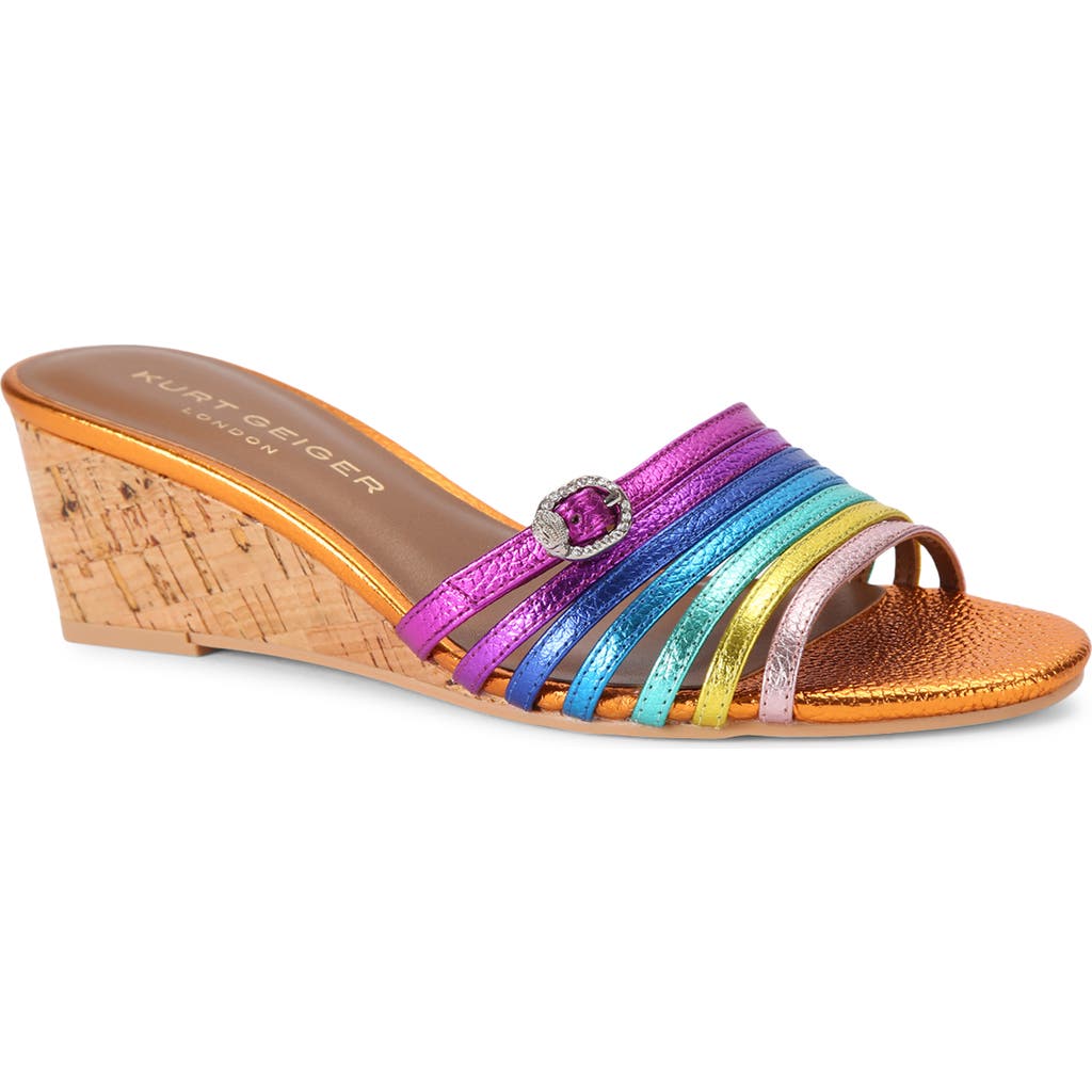 Kurt Geiger Leather Pierra Wedge Sandals 50 In Purple Multi