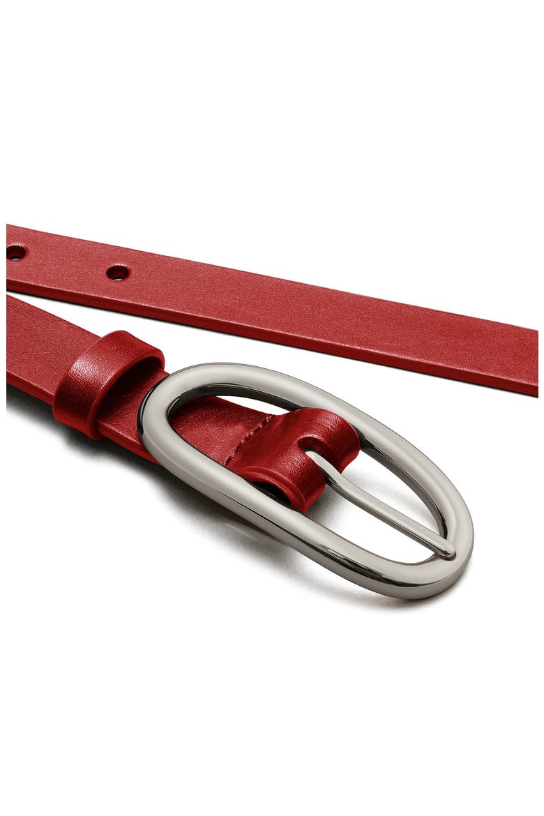 Large Pierced Leather Buckle Belt, Alternate, color, BRICKLANE