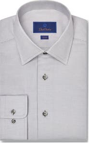 David Donahue Slim Fit Micro Dobby Cotton Dress Shirt