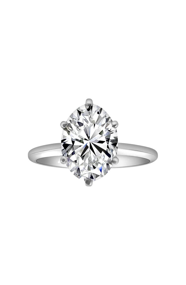 Bliss Diamond 3Ct Certified Platinum Solitaire Oval Lab Grown Diamond Engagement Ring, Main, color, 