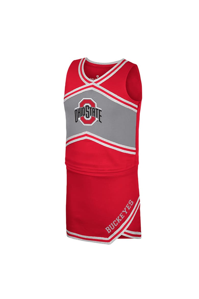 Girls Youth Colosseum Scarlet Ohio State Buckeyes Cheerleader Top & Skirt Set, Alternate, color, Scarlet