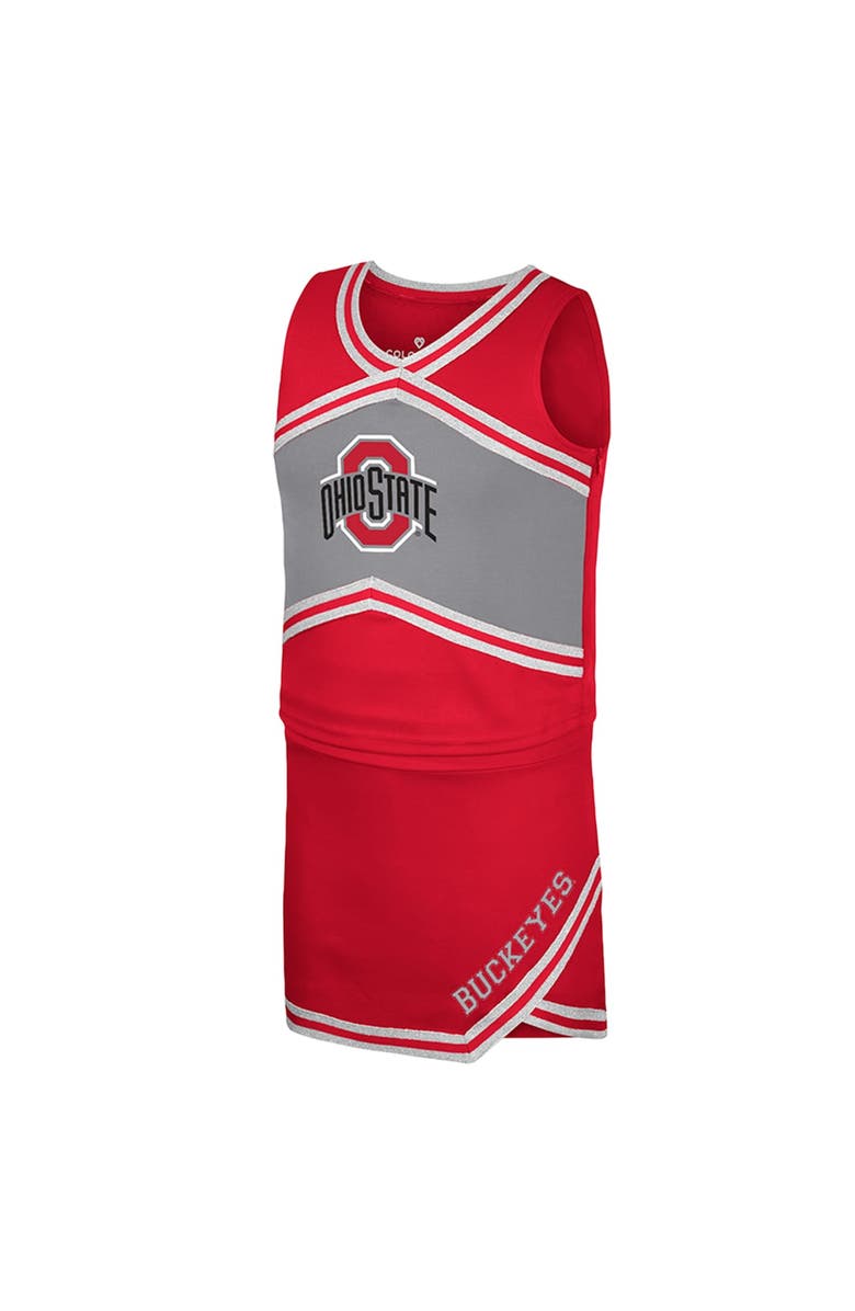 COLOSSEUM Girls Youth Colosseum Scarlet Ohio State Buckeyes Cheerleader Top & Skirt Set, Alternate, color, Scarlet