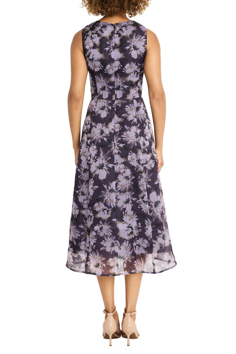 Floral Sleeveless Organza Midi Dress, Alternate, color, BLACK/ GENTLE LAVENDAR