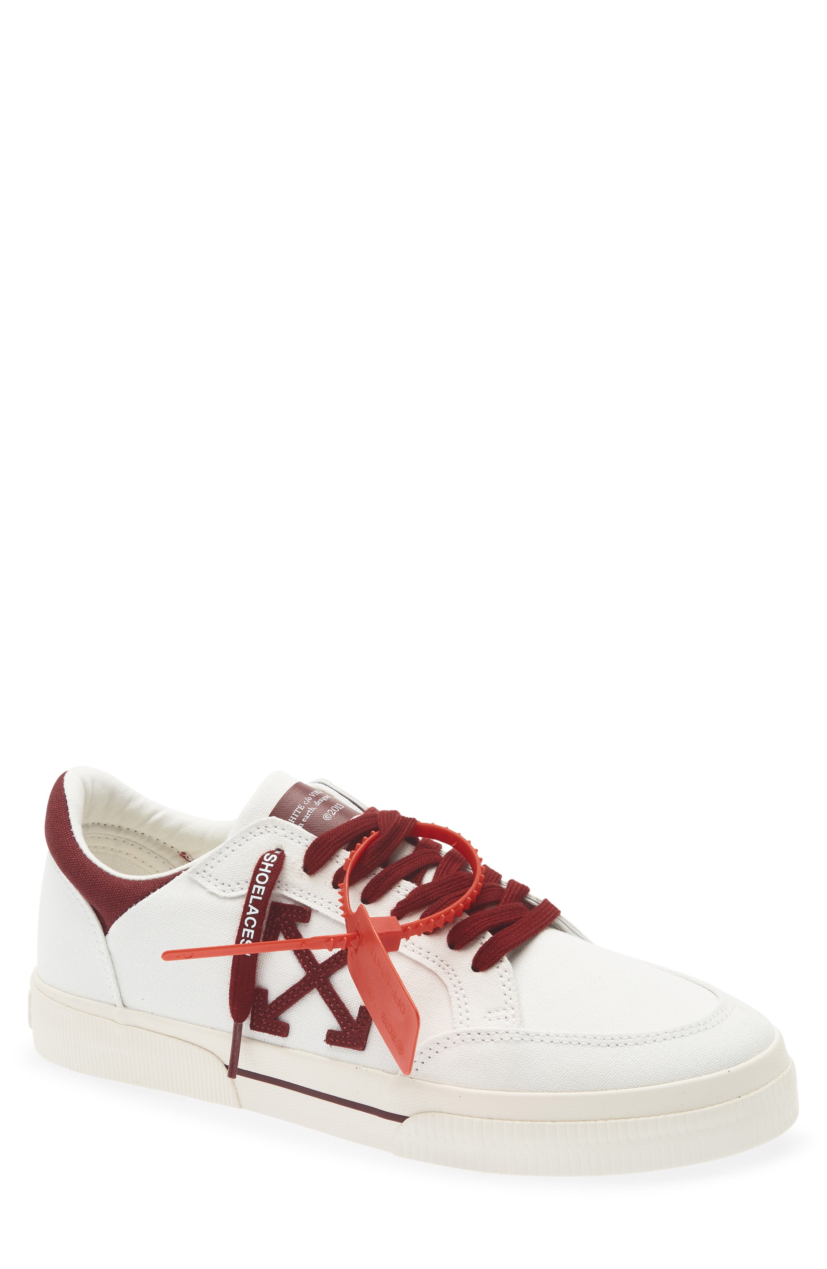 Vulc Low Sneaker, Main, color, WHITE/ BURGUNDY
