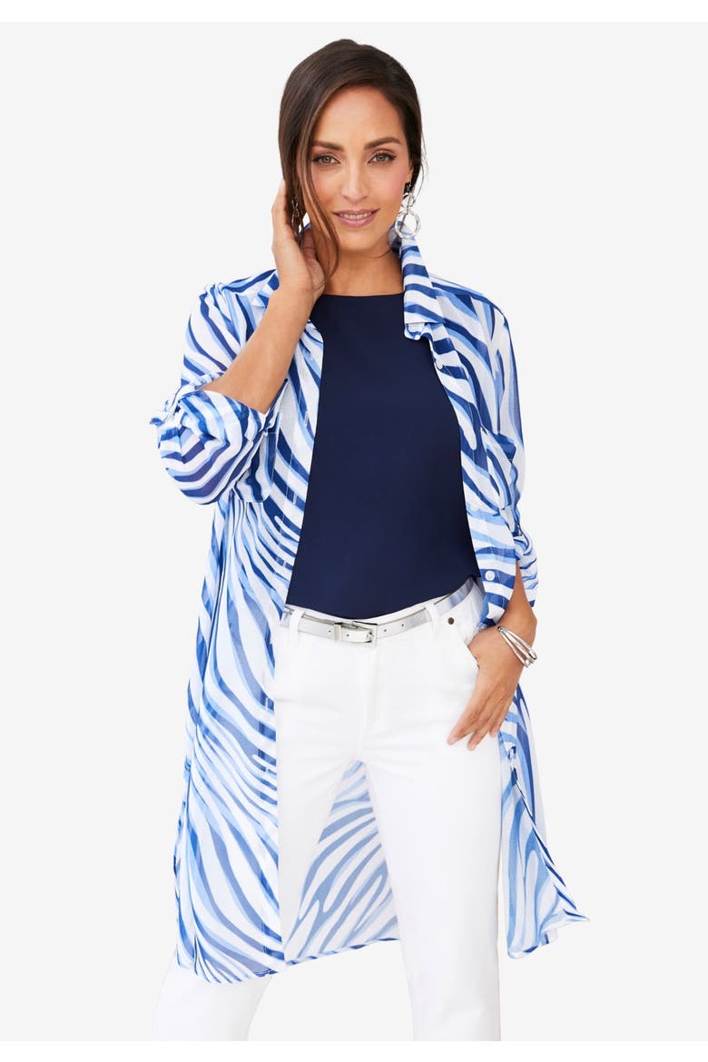 Sheer Georgette Mega Tunic, Alternate, color, CAMEL MIXED ANIMAL