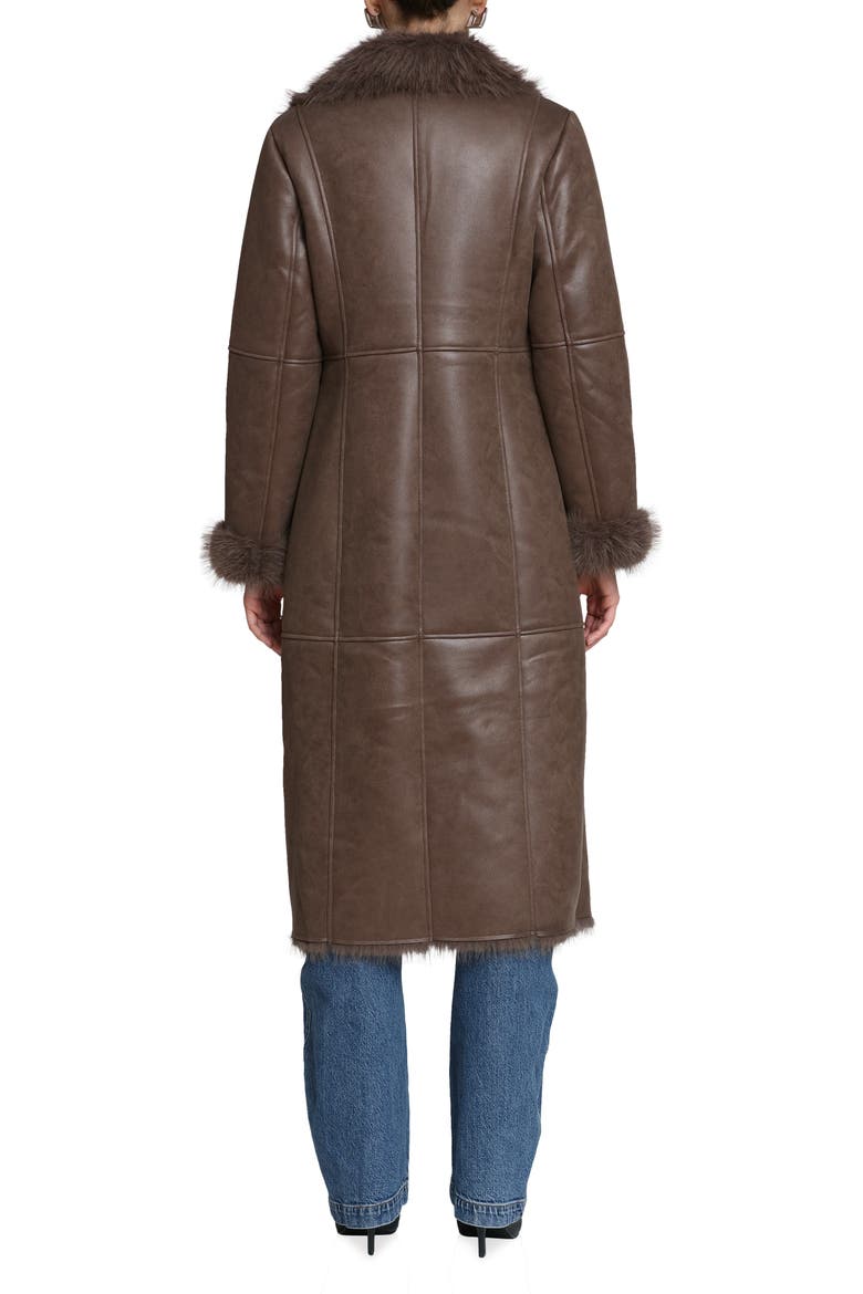 Reversible Faux Leather & Faux Fur Wrap Coat, Alternate, color, CHOCOLATE