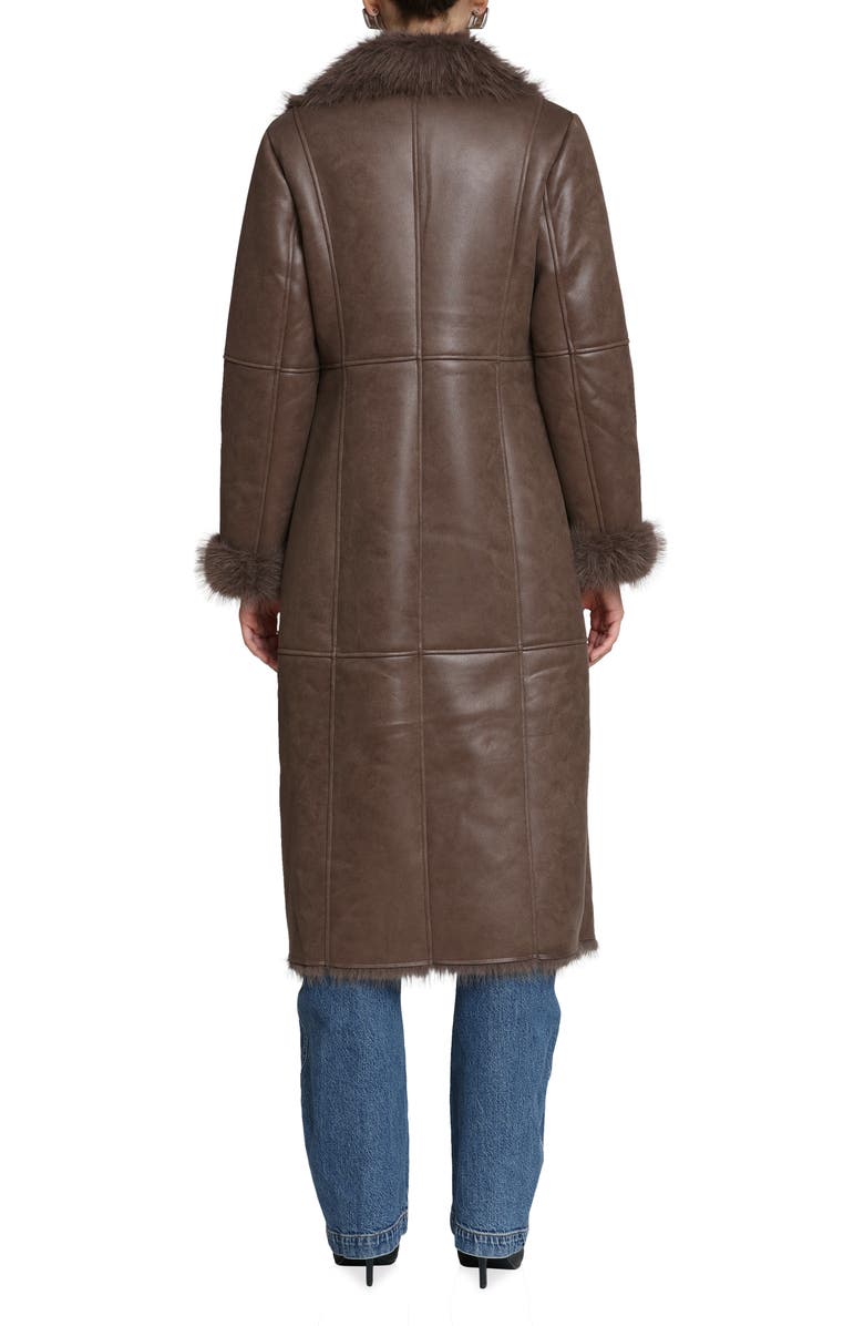 Avec Les Filles Reversible Faux Leather & Faux Fur Wrap Coat, Alternate, color, Chocolate
