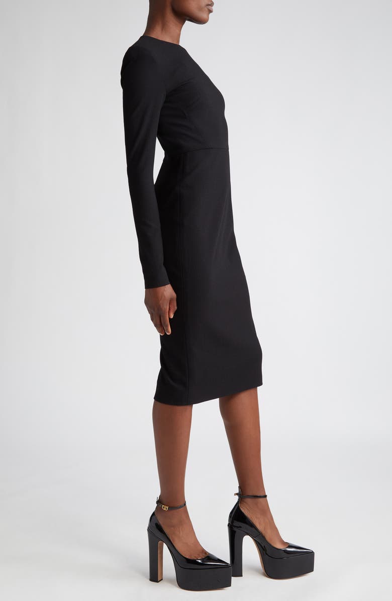 Victoria Beckham Fitted Long Sleeve Stretch Wool Blend Dress, Alternate, color, 