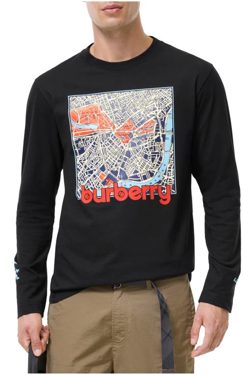 Long-sleeve London Map Cotton T-shirt
