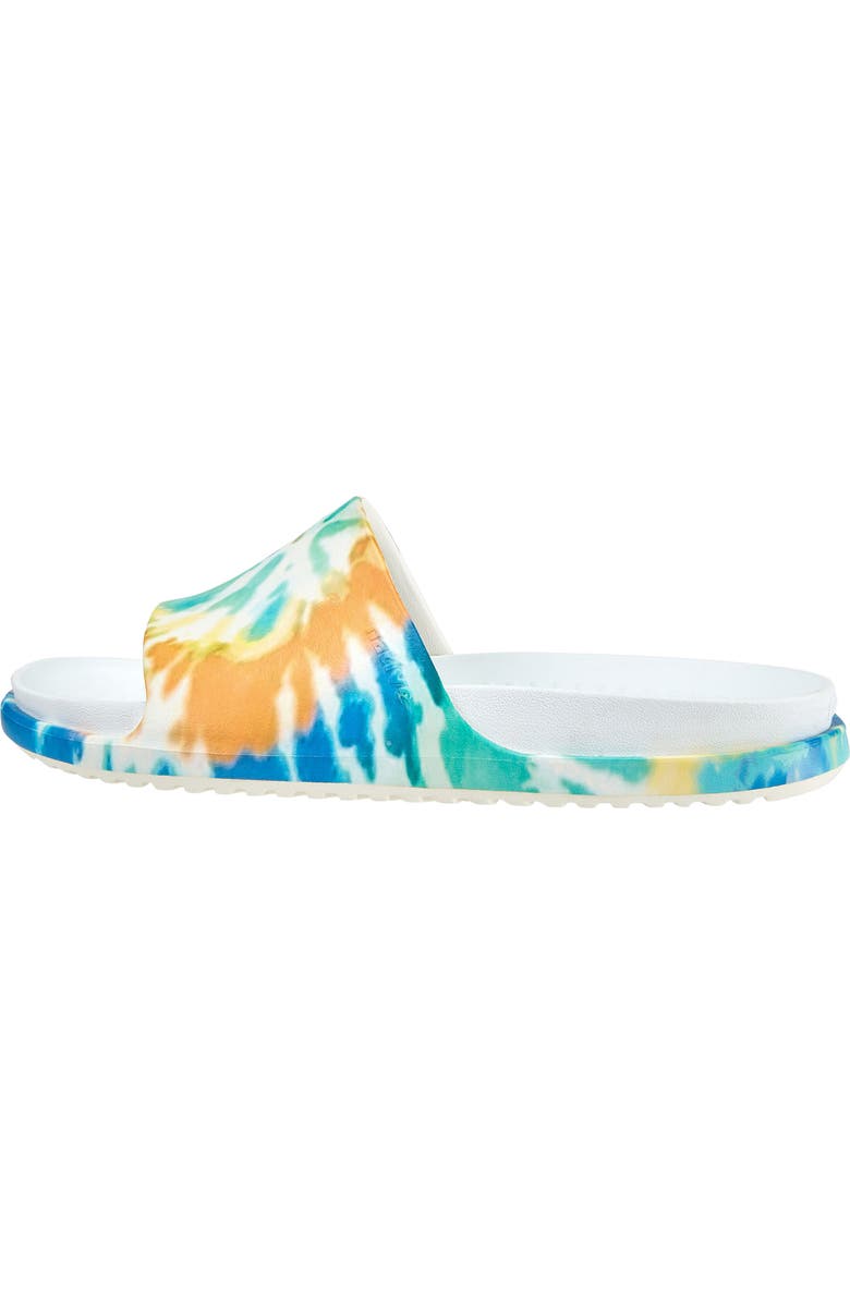 Native Shoes Spencer LX Print Slide Sandal, Alternate, color, Shell White/ Orange Tie Dye