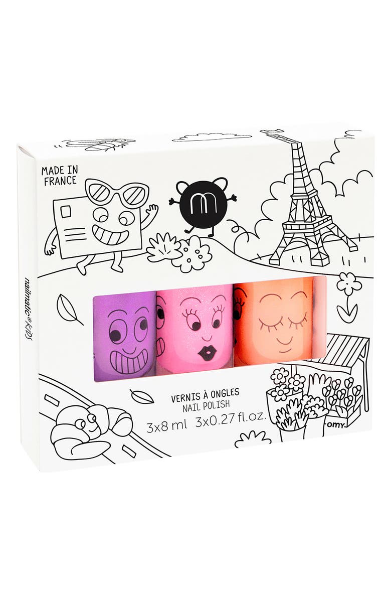 nailmatic Kids' Set of 3 Water Based Nail Polishes, Main, color, 