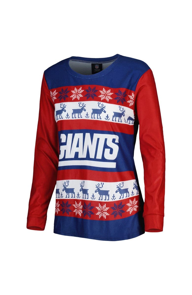 FOCO Women's FOCO Royal New York Giants Holiday Ugly Pajama Set, Alternate, color, 